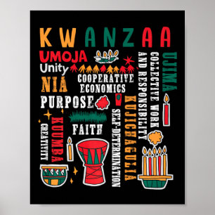 Lycklig Kwanzaa sju principer Kwanzaa Manar Wome Poster