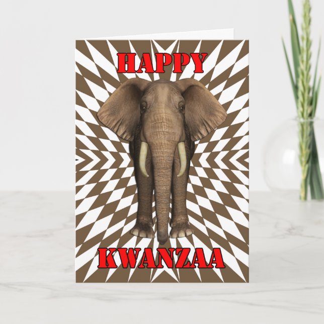 Lycklig Kwanzaa, Zany Mönster med elefant, kort (Framsida)