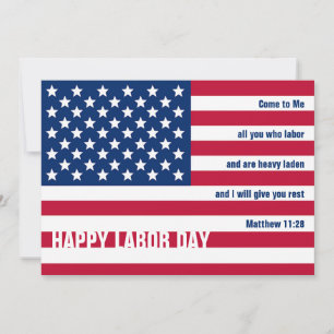LYCKLIG LABOR DAY Patriotic Christian USA Julkort