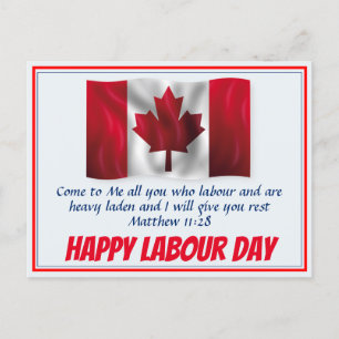LYCKLIG LABOR DAY Scripture Kanada Flagga Customiz Helg Vykort