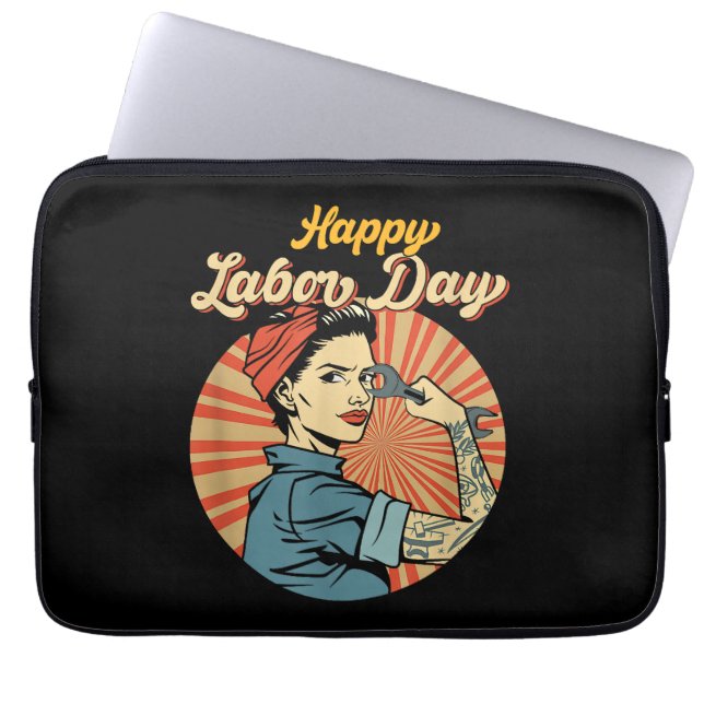 Lycklig Labour Day Girl Strong Worker Movloy Emplo Laptop Fodral (Framsidan)