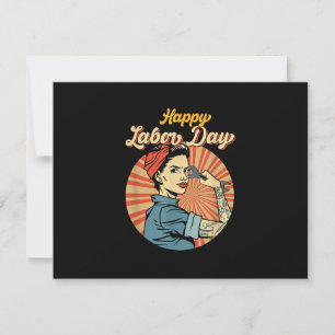Lycklig Labour Day Girl Strong Worker Movloy Emplo OSA Kort