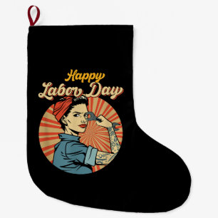 Lycklig Labour Day Girl Strong Worker Movloy Emplo Stor Julstrumpa