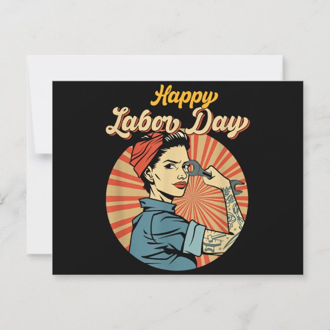 Lycklig Labour Day Girl Strong Worker Movloy Emplo Tack Kort (Framsida)