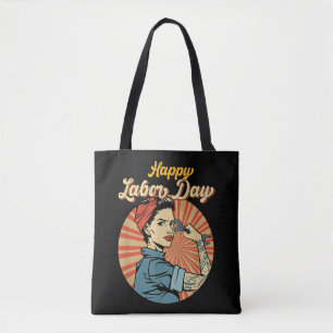 Lycklig Labour Day Girl Strong Worker Movloy Emplo Tygkasse