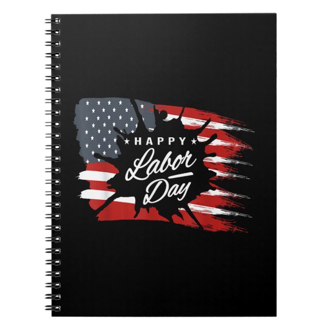 Lycklig labourdag Gift American Flagga Anteckningsbok (Framsidan)