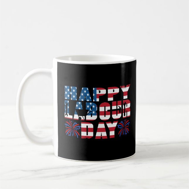 Lycklig labourdag Gift American Flagga Kaffemugg (Vänster)