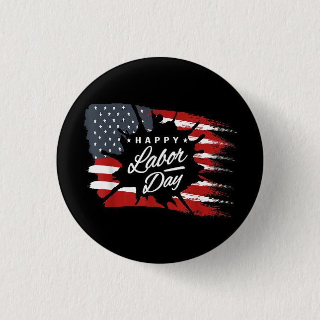 Lycklig labourdag Gift American Flagga Knapp (Framsida)
