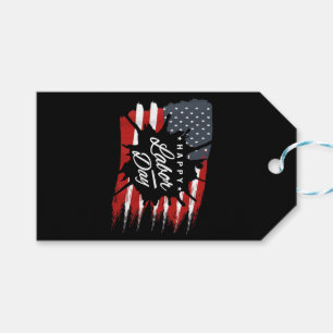 Lycklig labourdag Gift American Flagga Presentetikett