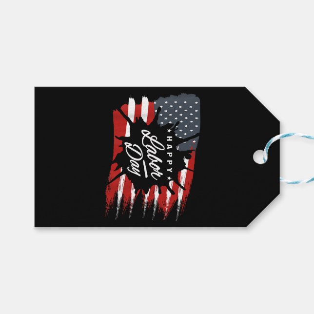 Lycklig labourdag Gift American Flagga Presentetikett (Framsidan (Horisontell))