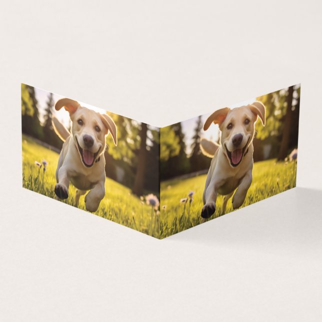 Lycklig Labrador Puppy Running Kort (Utsida)