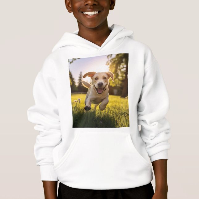 Lycklig Labrador Puppy Running T Shirt (Framsida)
