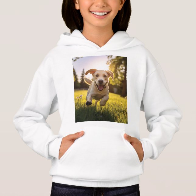 Lycklig Labrador Puppy Running T Shirt (Framsida)