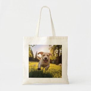 Lycklig Labrador Puppy Running Tygkasse