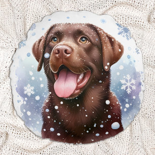 Lycklig Labrador Retriever Puppy Hund jul jul Rund Kudde