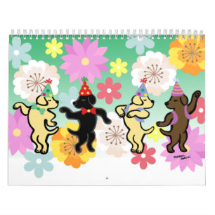 Lycklig Labrador Retriever Tecknad Calendar Kalender