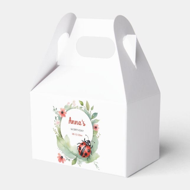 Lycklig Ladybug Birthday Presentaskar (Framsidan Sidan)