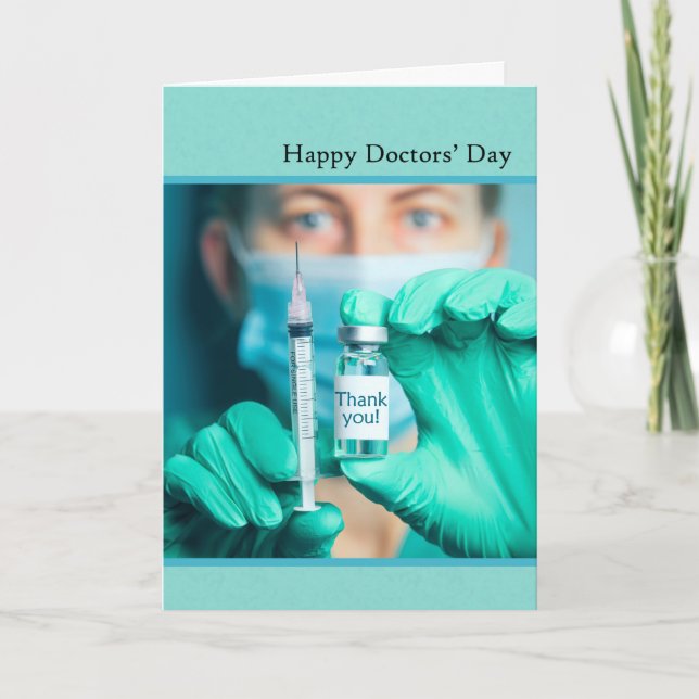 Lycklig Läkare Dag Medicinsk Professionell med Syr Helgkort (Framsida)