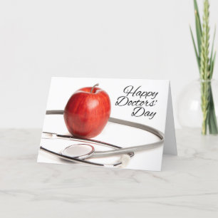 Lycklig Läkare Dag Red Apple Stethoscope Helgkort