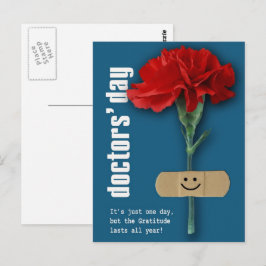 Lycklig Läkare Dagen. Red Carnation Vykort