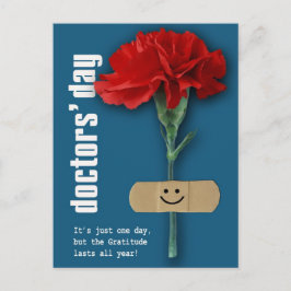 Lycklig Läkare Dagen. Red Carnation Vykort
