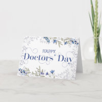 Lycklig Läkare Dagen - Swirly Text och Flowers Blu