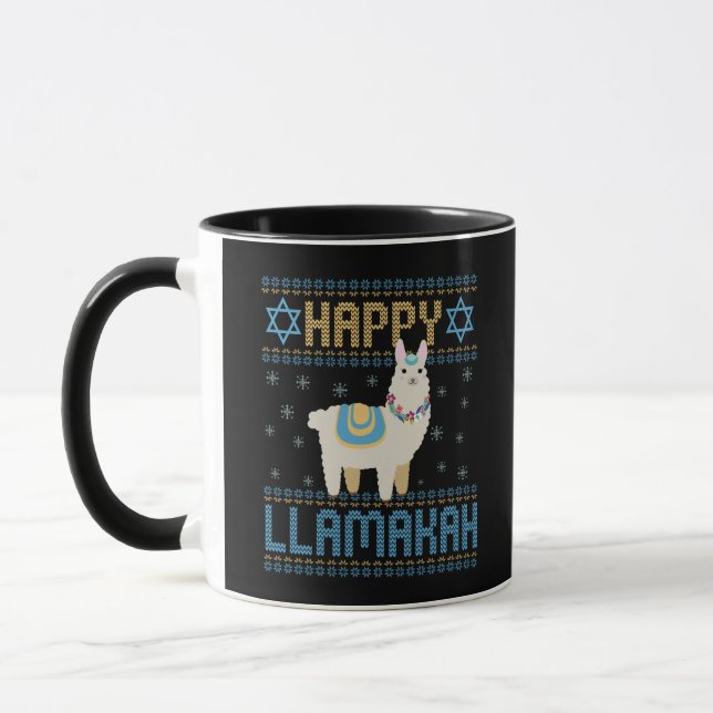 Lycklig Lamakah Funny Jewish Hanukkah Gift Mugg (Vänster)