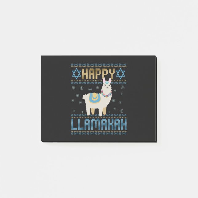 Lycklig Lamakah Funny Jewish Hanukkah Gift Post-it Block (Framsida)
