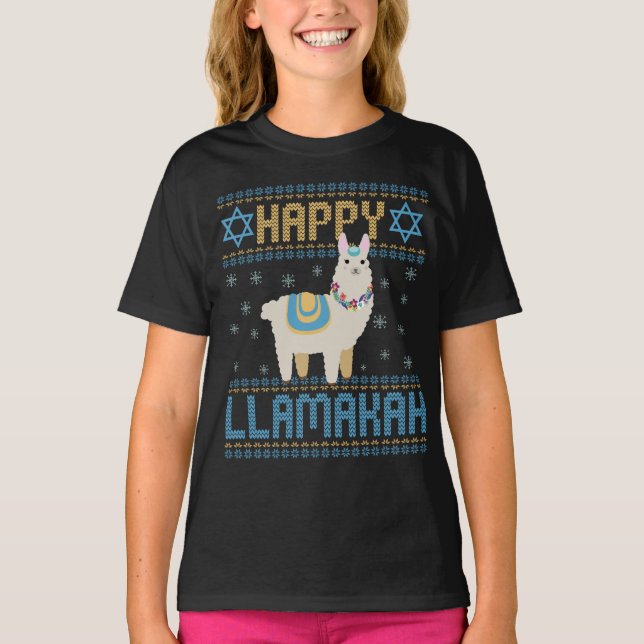 Lycklig Lamakah Funny Jewish Hanukkah Gift T Shirt (Framsida)