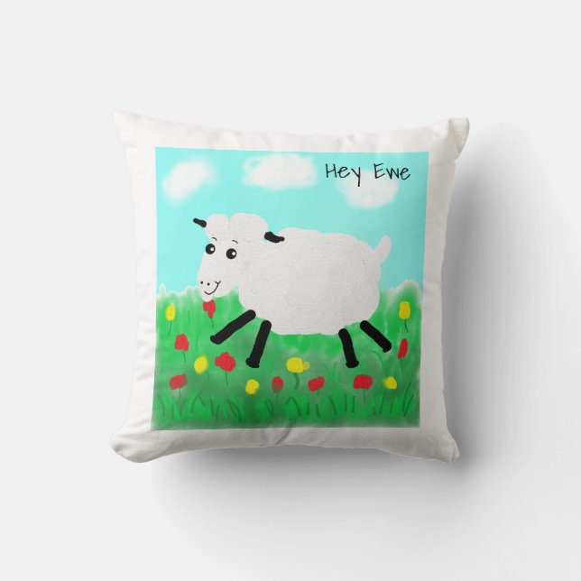 Lycklig Lamb Cute Kudde (Framsida)