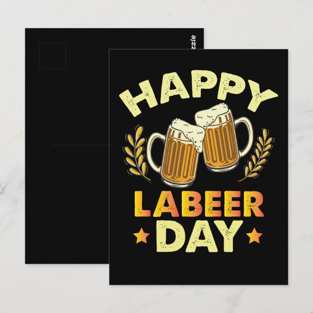 Lycklig Laöldagen Sarcastic Beer Party Labourdagen Vykort (Fram/baksida)