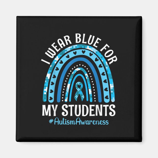 Lycklig Lärare I Bära Blue för min Studenter Autis Magnet (Framsidan)