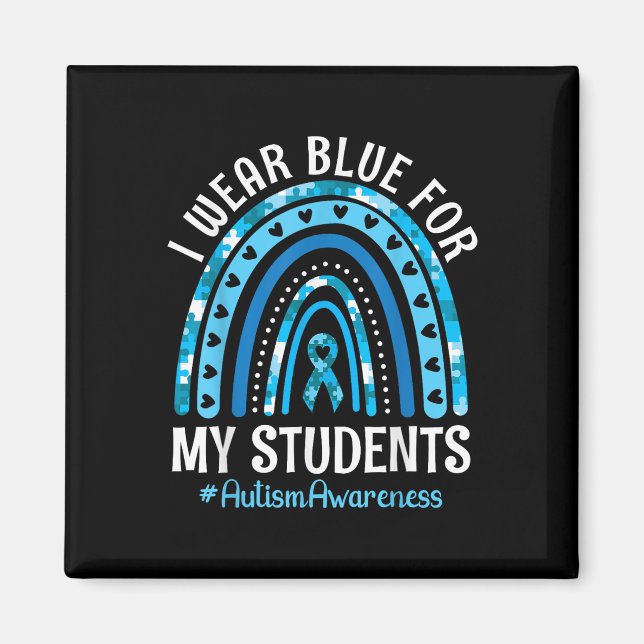 Lycklig Lärare I Bära Blue for My Studenter Autism Magnet (Framsidan)