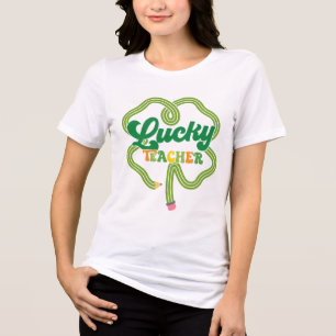 Lycklig lärare St. Patrick's Day Söt irländsk kl T Shirt