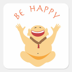 Lycklig Laughing Buddha Fyrkantigt Klistermärke