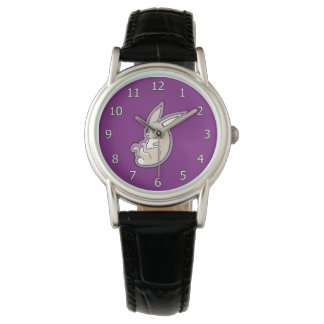 Lycklig Lavender Rabbit Rosa Ögon Bläck Teckning D Armbandsur
