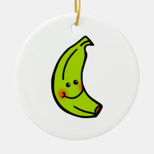 Lycklig le grön banan julgransprydnad keramik