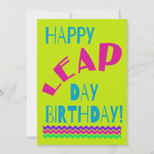 Lycklig Leap Day Birthday! Ljusstark Grönt Julkort