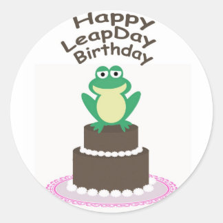 Lycklig Leap Day Birthday Stickers Runt Klistermärke