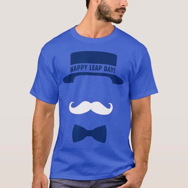 Lycklig Leap Day Hat Mustache Funny Gult T Shirt (Framsida)