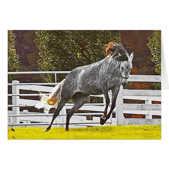 Lycklig Leaping Horse Hälsningskort (Framsidan Horizontal)