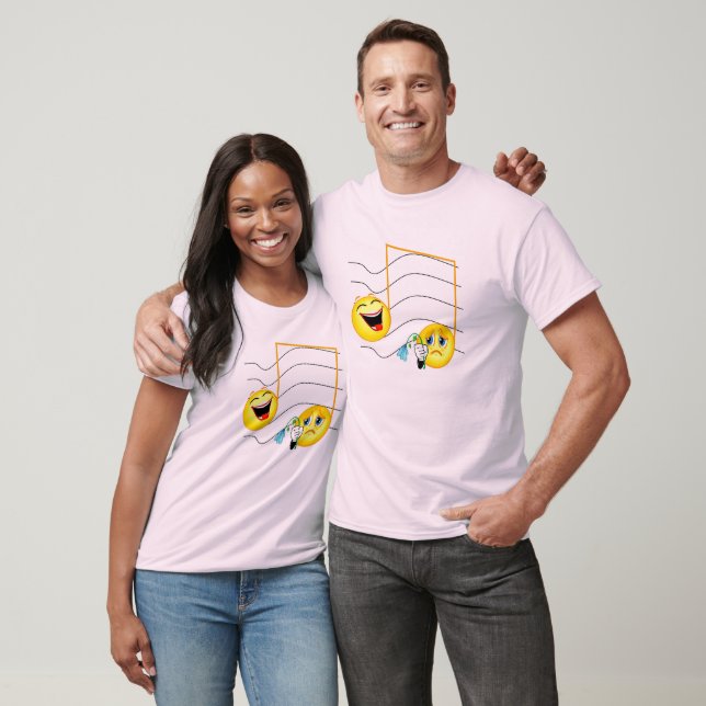 lycklig ledsen anteckningar tee shirt (Unisex)