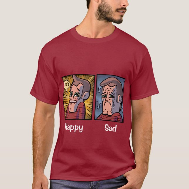 Lycklig/ledsen Gerald skjorta Tee Shirt (Framsida)