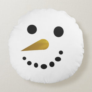Lycklig Ledsen Snögubbe Helgdag Pillow / Guld Nos Rund Kudde