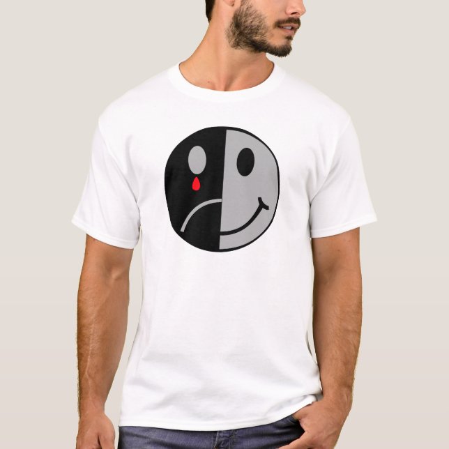 Lycklig & ledset ansikte t-shirt (Framsida)