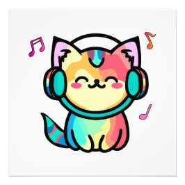 Lycklig leende baby fitta med hörlurar. fototryck