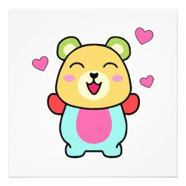 Lycklig leende baby nalle med kärlek hjärtan. fototryck