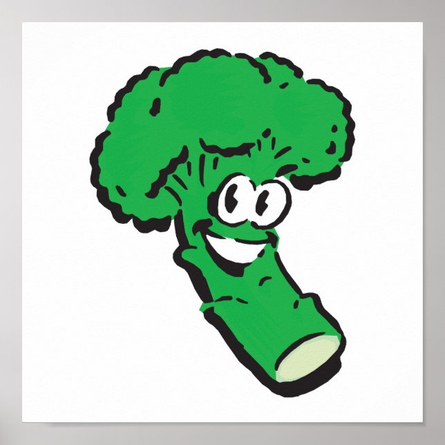 lycklig leende broccoli poster (Framsidan)