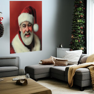 Lycklig leende Jultomten AI Art Poster