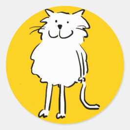 Lycklig leende Katt som illustration av Roligtens  Runt Klistermärke
